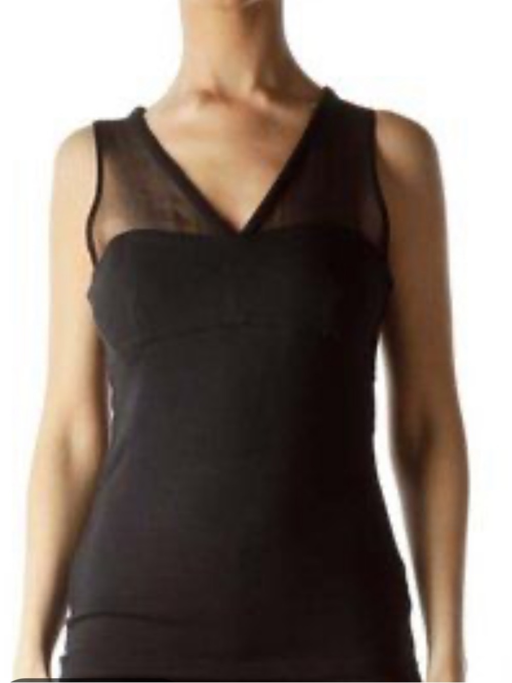 Club Monaco Inez Top Tricot Black Sheer-Panel Tank Top NWT Small